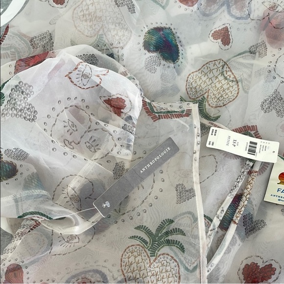NWT Farm Rio x Anthropologie Heart Print Sheer Puff Sleeve Mini Dress XS NWT - Picture 5 of 6
